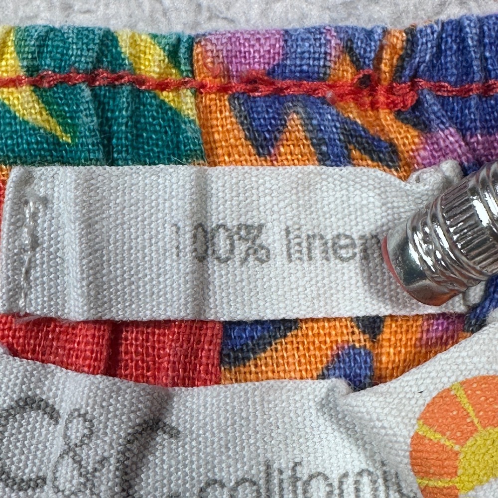 C‎ & C California 100% Linen Pants Tropical Print Wide Leg Cropped Women's L - Picture 4 of 9